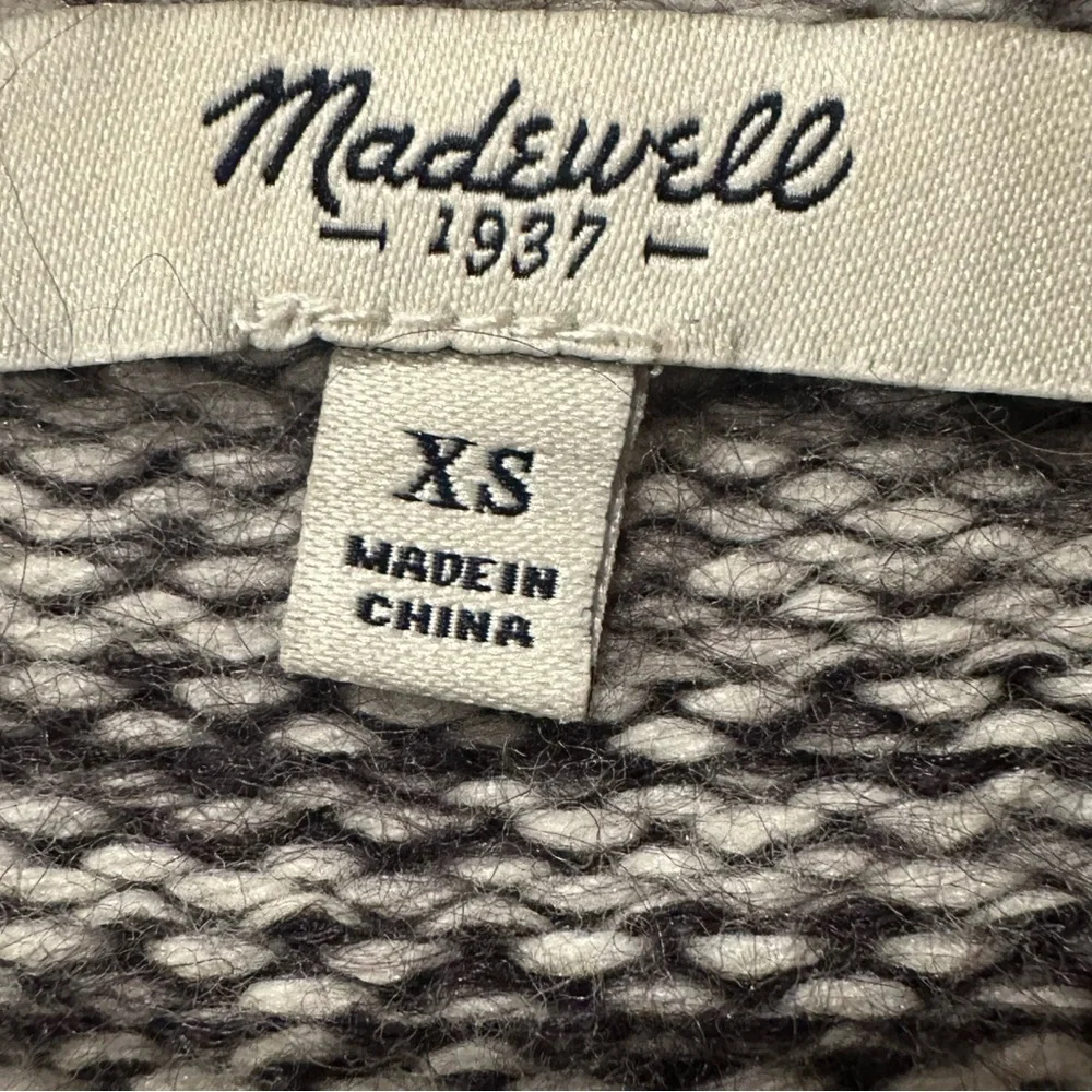 (Sold) Madewell Gray  White Merino Wool Mohair Yak Hair Blend Sweater X Small - Picture 6 of 9